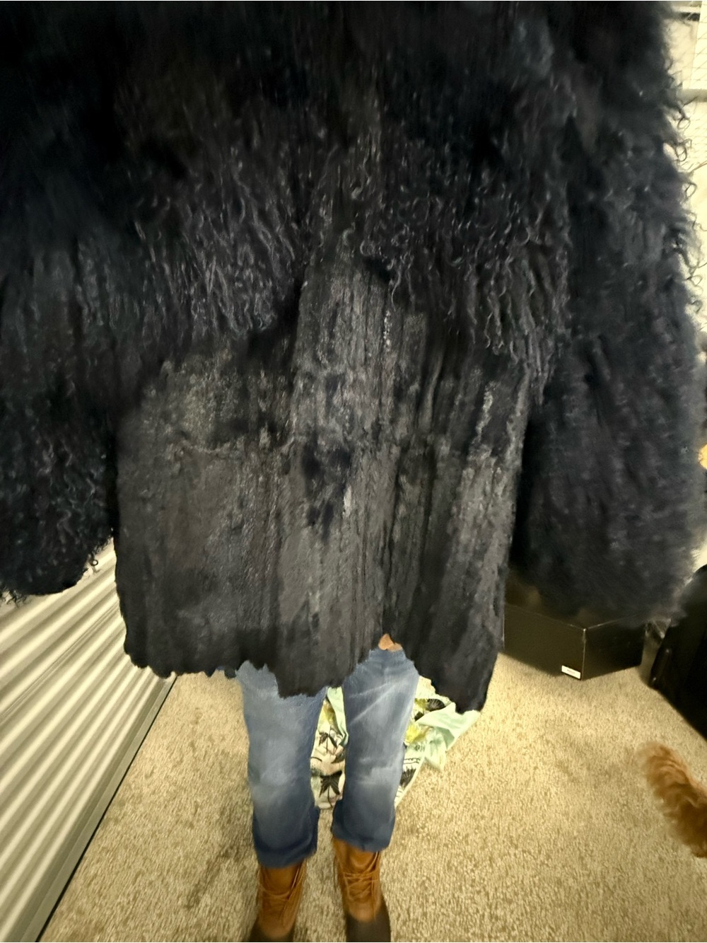 Violet blue  genuine Mongolian and mink Fur Women's coat